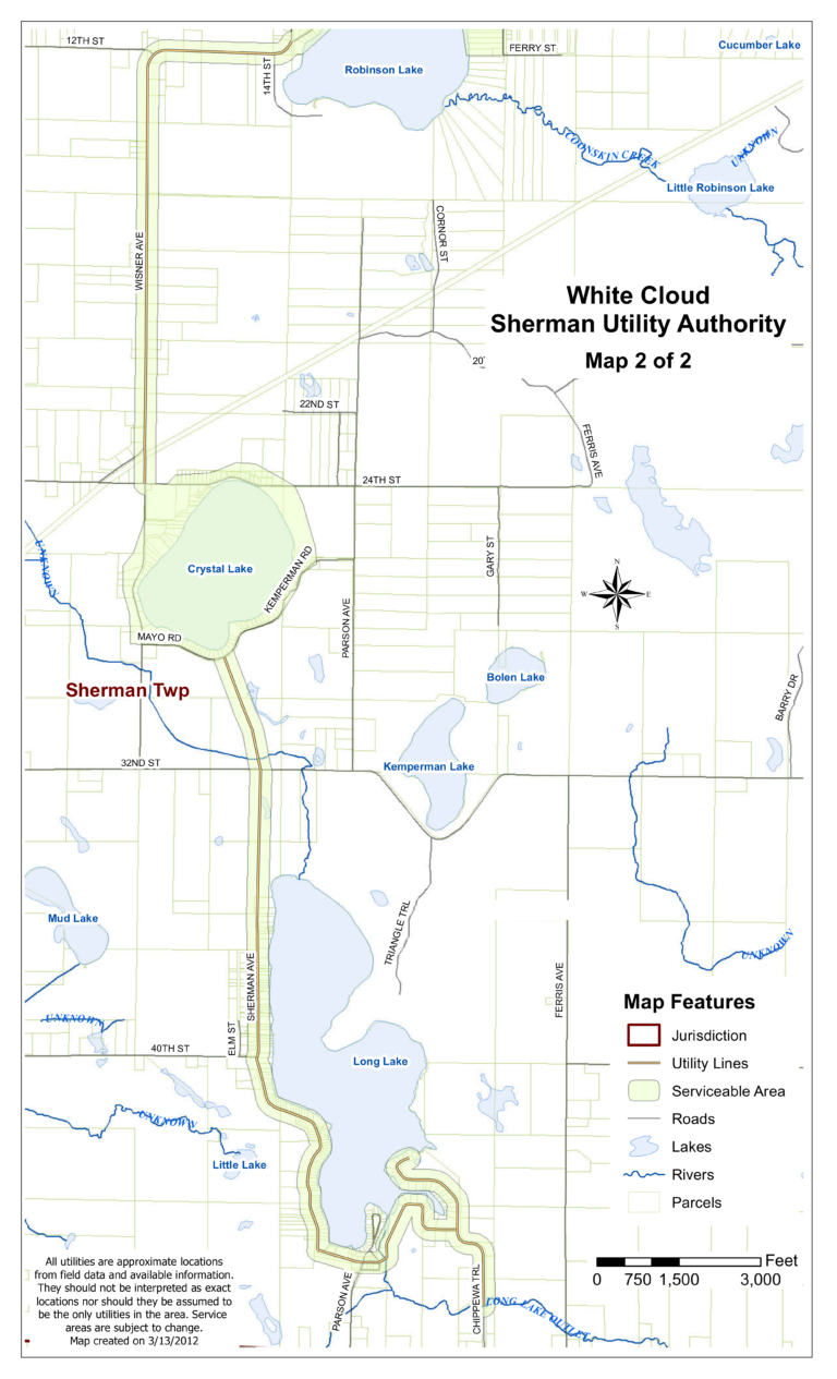Service Area – White Cloud Sherman Utilities Authority
